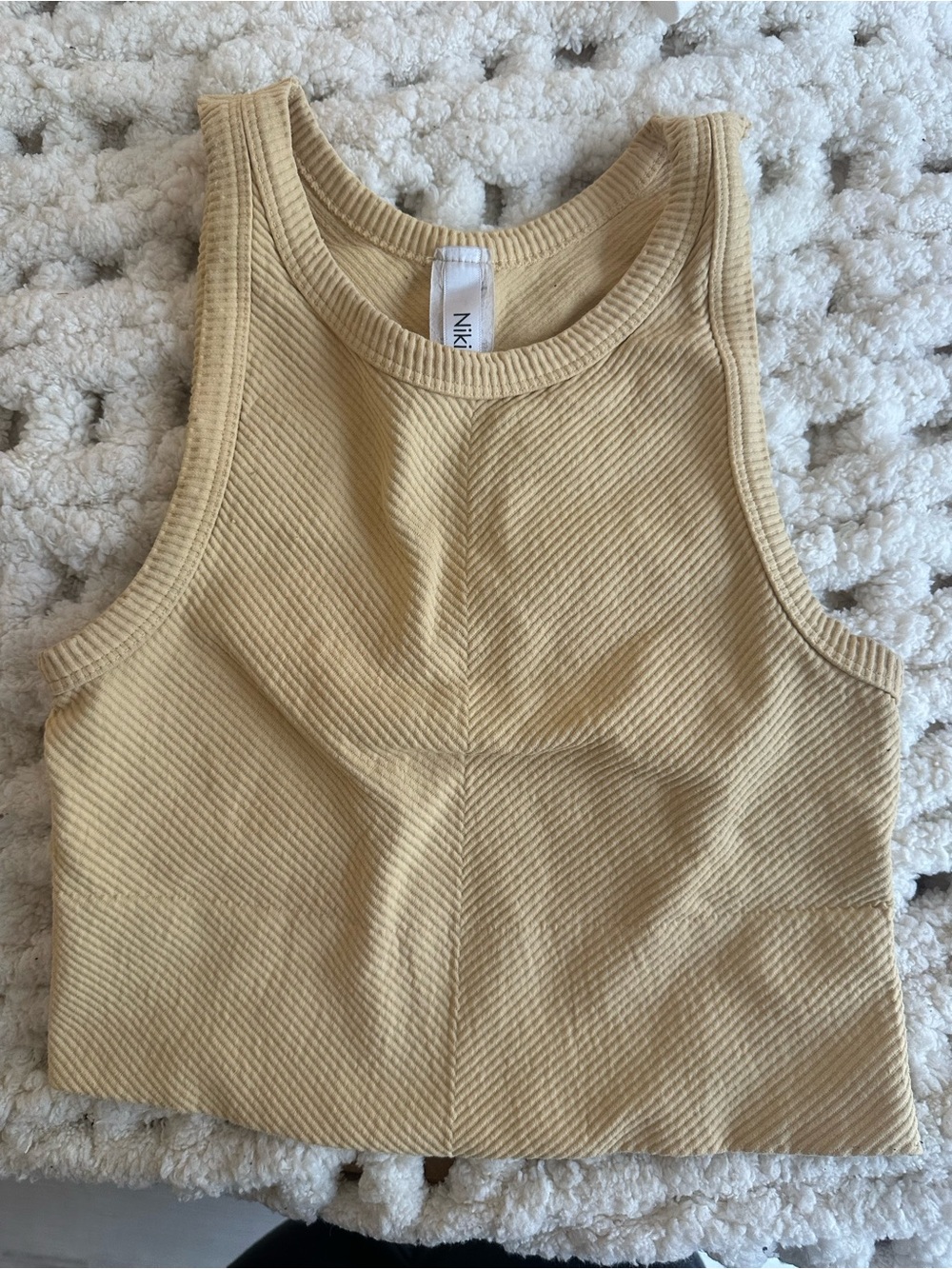 |Nikibiki| Light Orange/Peach Ribbed Crop Tank Top